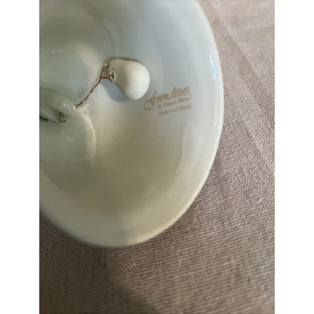 Sleeping Cat Porcelain Figurine & Bell (Formalities) Fruit Motif with Gold